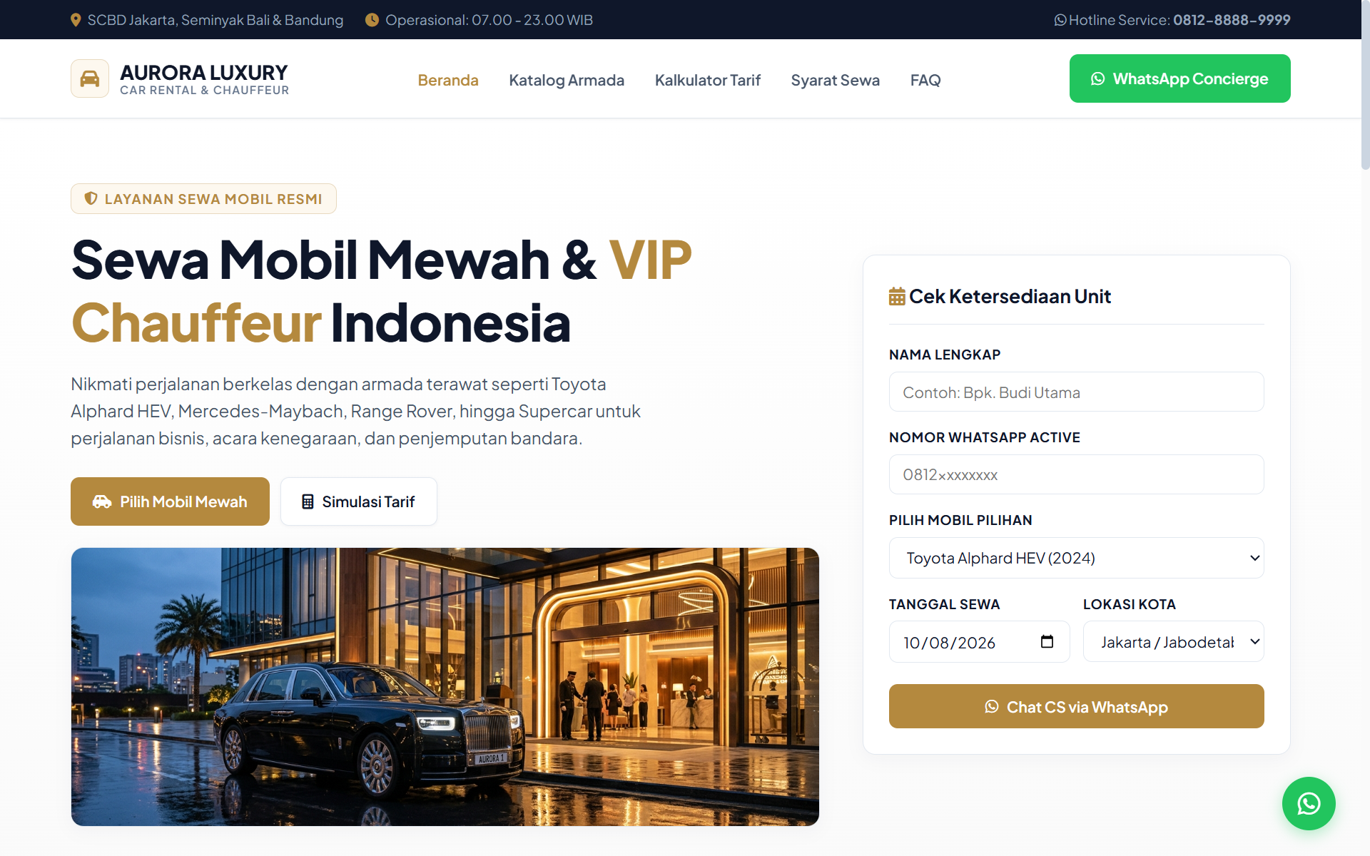 Aurora Luxury - Sewa Mobil Mewah